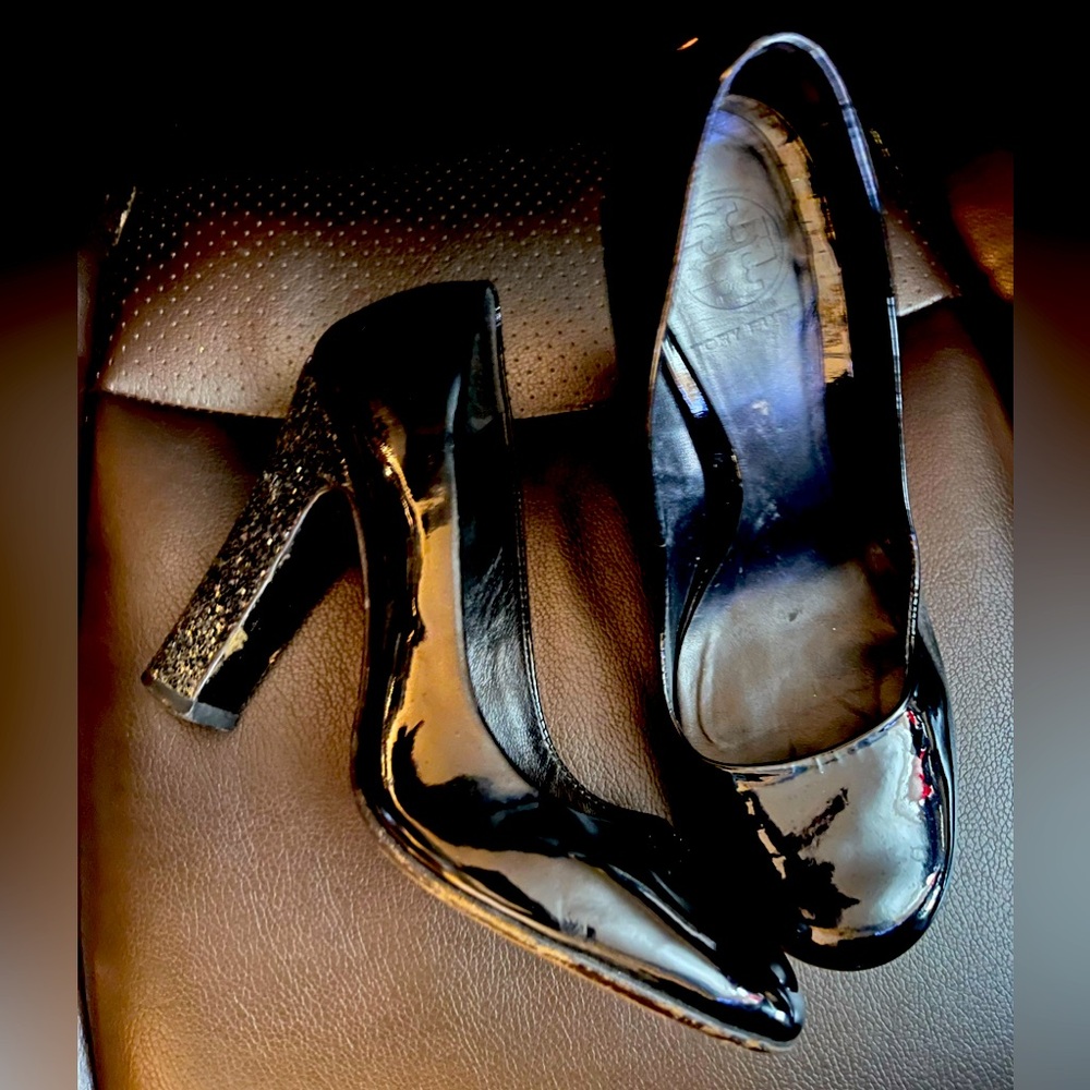Tory Burch shiny glitter heel pumps